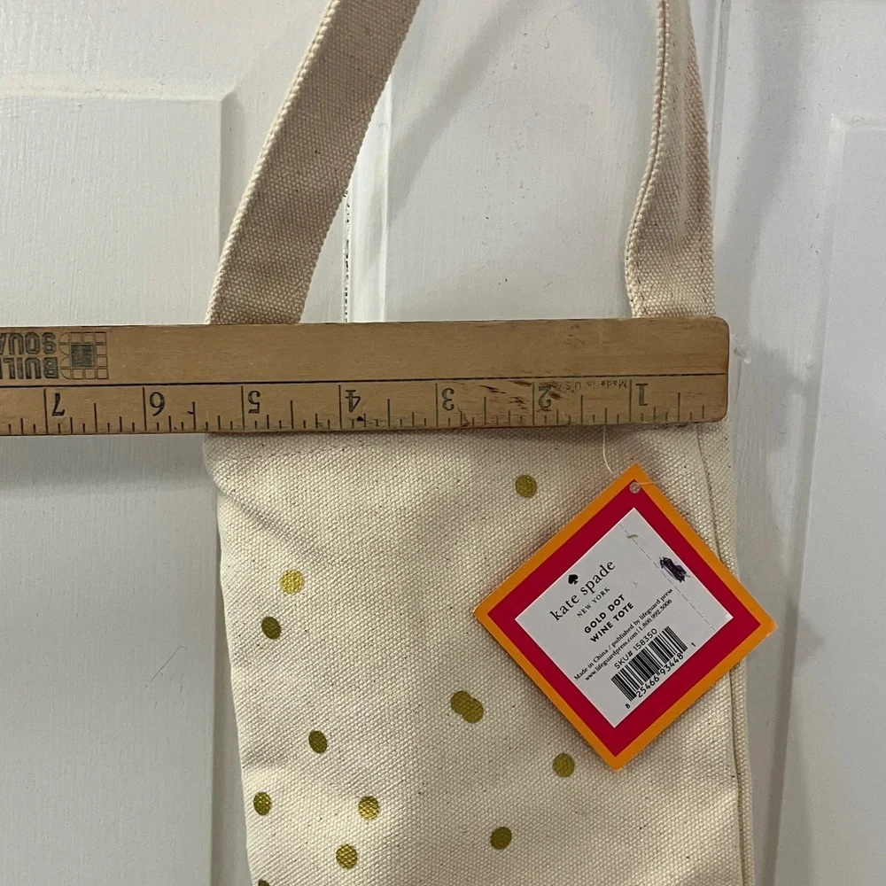 Kate Spade Gold Dot wine tote cream and Gold Canvas NWT handle bag gift bag